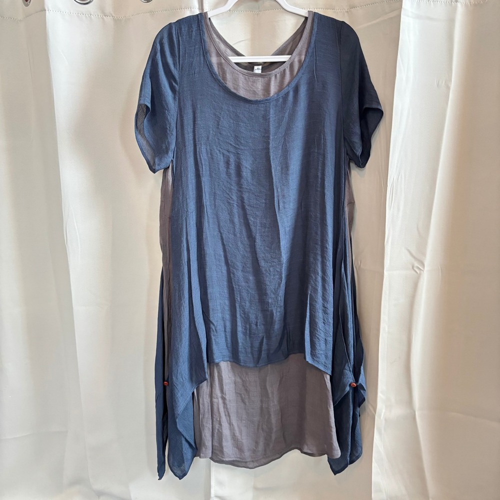Aria Handmade Womens Dress XL Layered Cotton Gauze Lagenlook Minimalist 20212